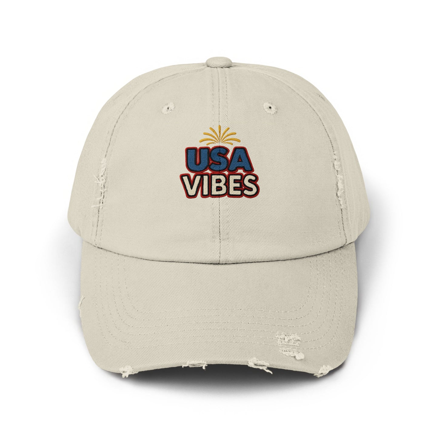 USA Vibes Embroidered Distressed Baseball Cap product type