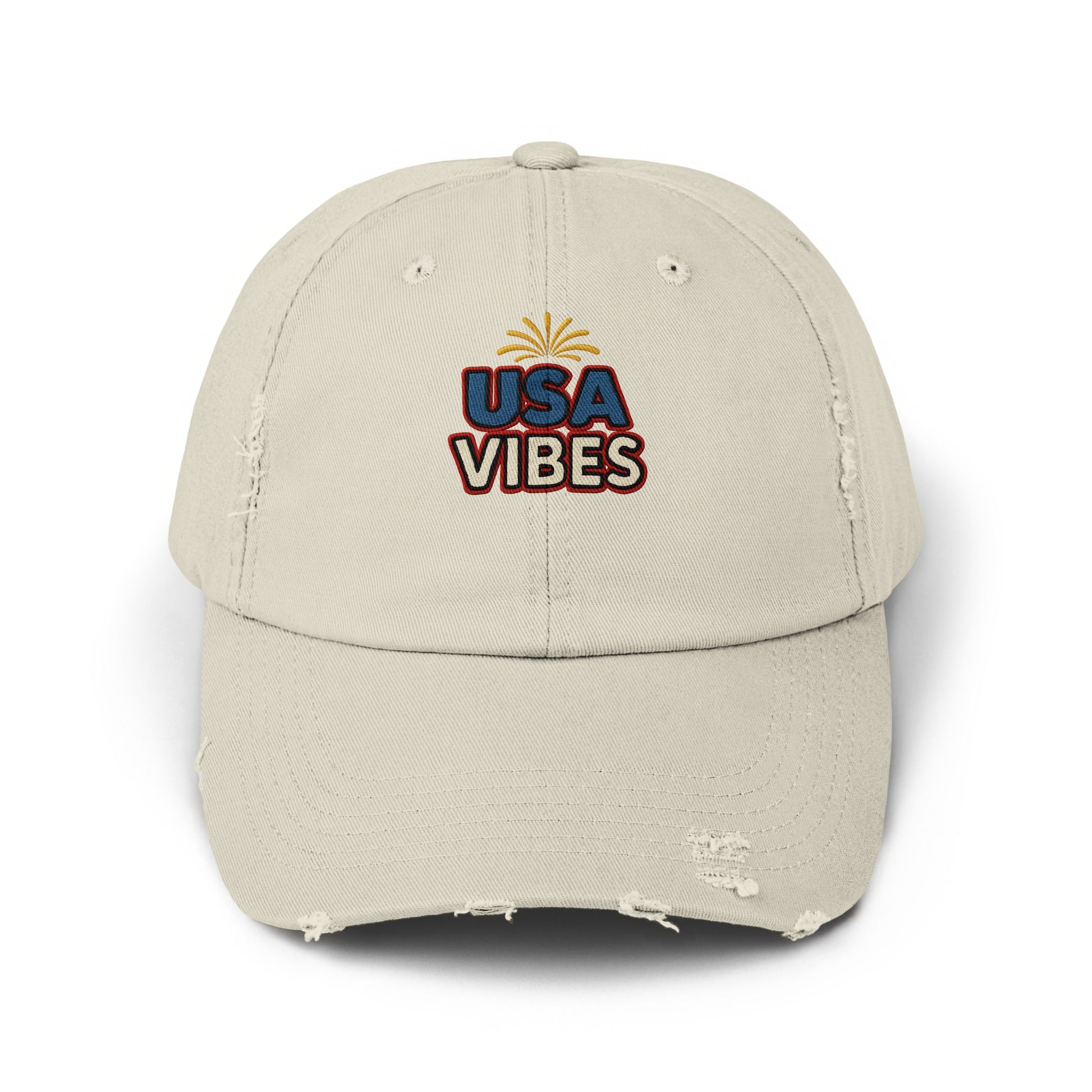 USA Vibes Embroidered Distressed Baseball Cap product type