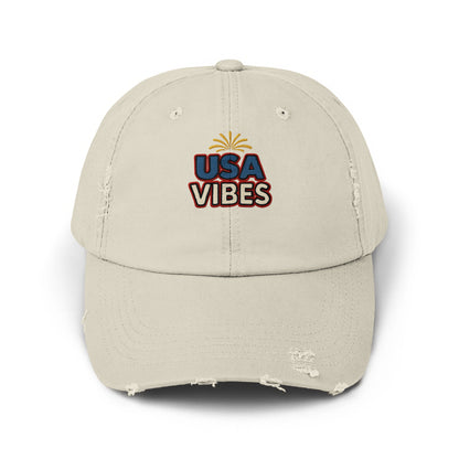 USA Vibes Embroidered Distressed Baseball Cap product type