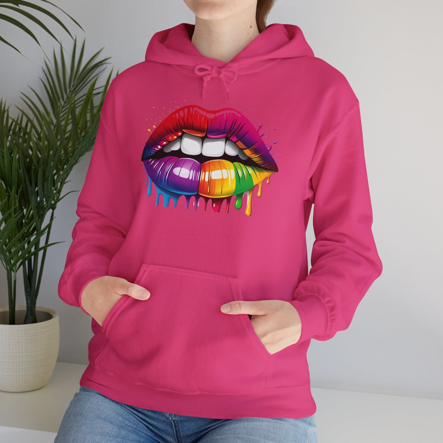 Pride hoodie Rainbow Dripping Lips Hoodie | Unisex Sweatshirt for Pride, LGBTQ+ Events, Casual Wear, Gift Idea, Vibrant Streetwear