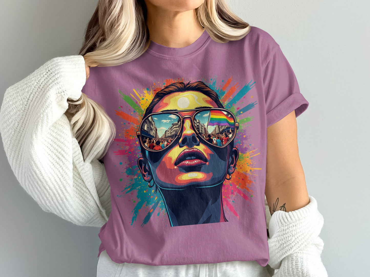 Vibrant Sunglasses Reflection Design T-shirt product
