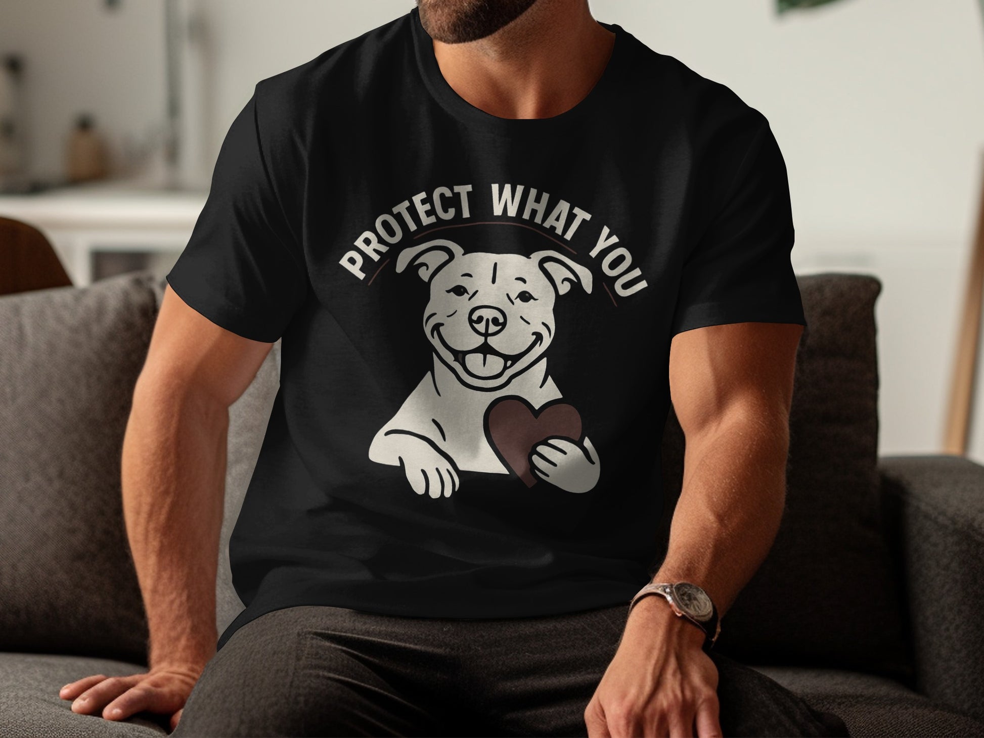 Protect What You Dog Graphic Black T-Shirt product