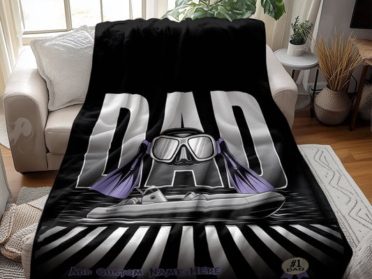 Scuba Diving Dad Blanket Personalized Throw product