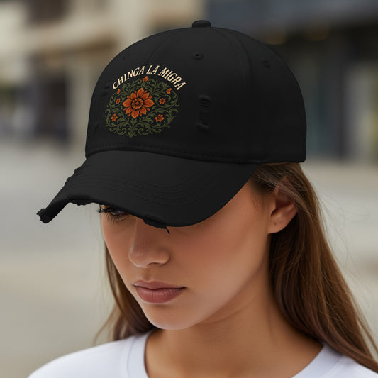 Chinga La Migra Floral Design Embroidered Cap product