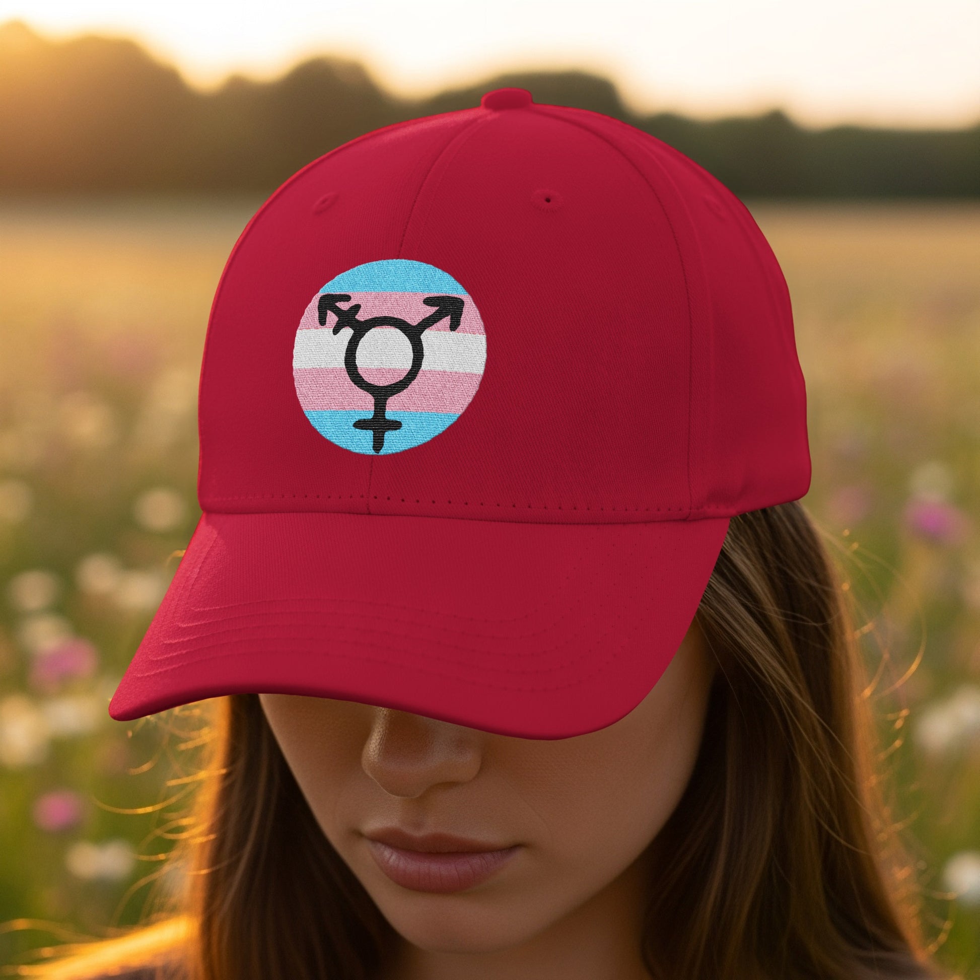 Transgender Pride Symbol Red Baseball Cap product