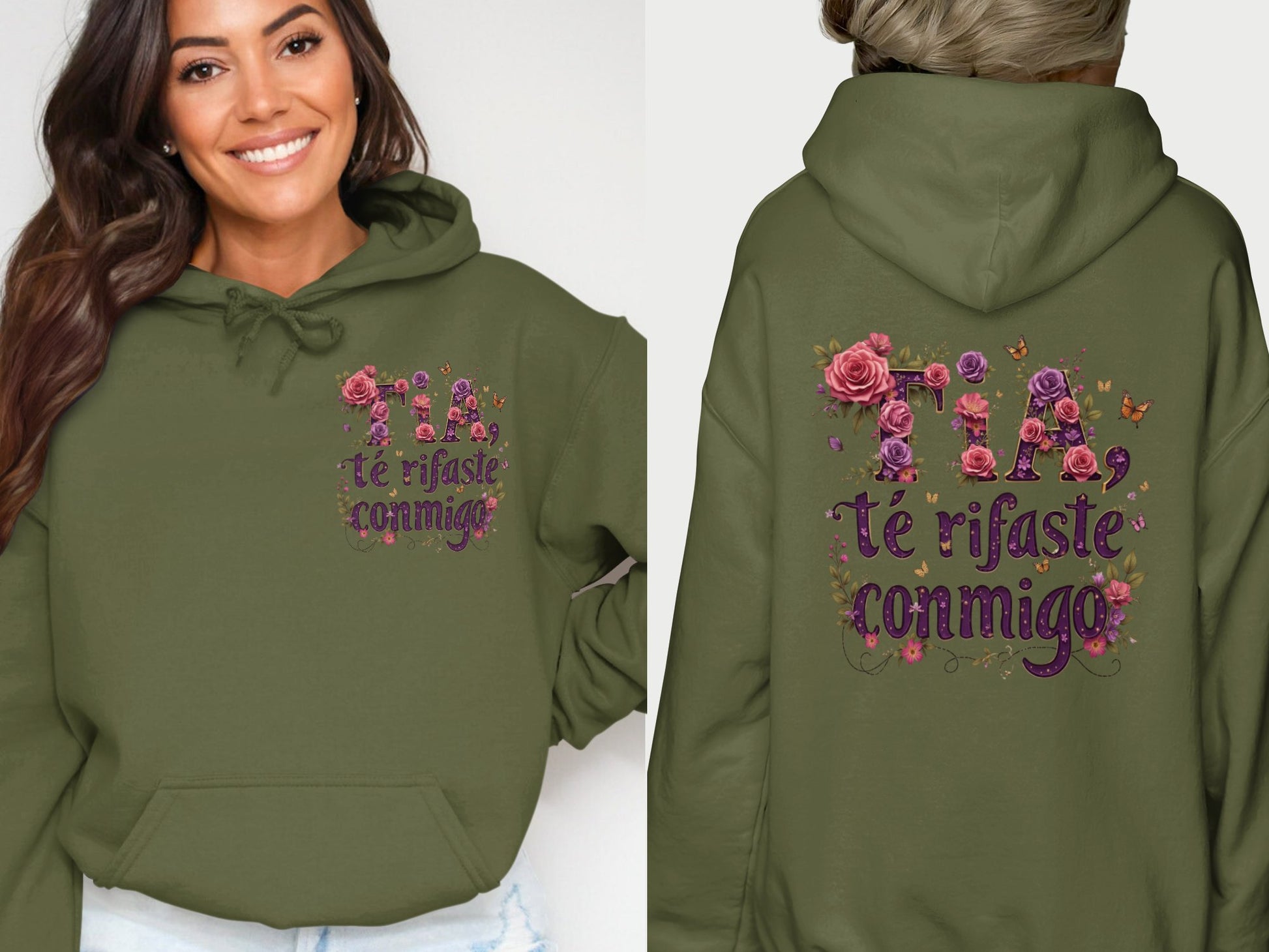 Tia Te Rifaste Conmigo Floral Graphic Hooded Sweatshirt