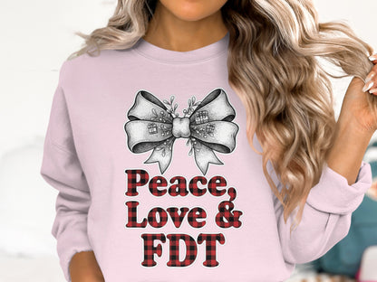 Peace Love & FDT Graphic Sweatshirt for Women