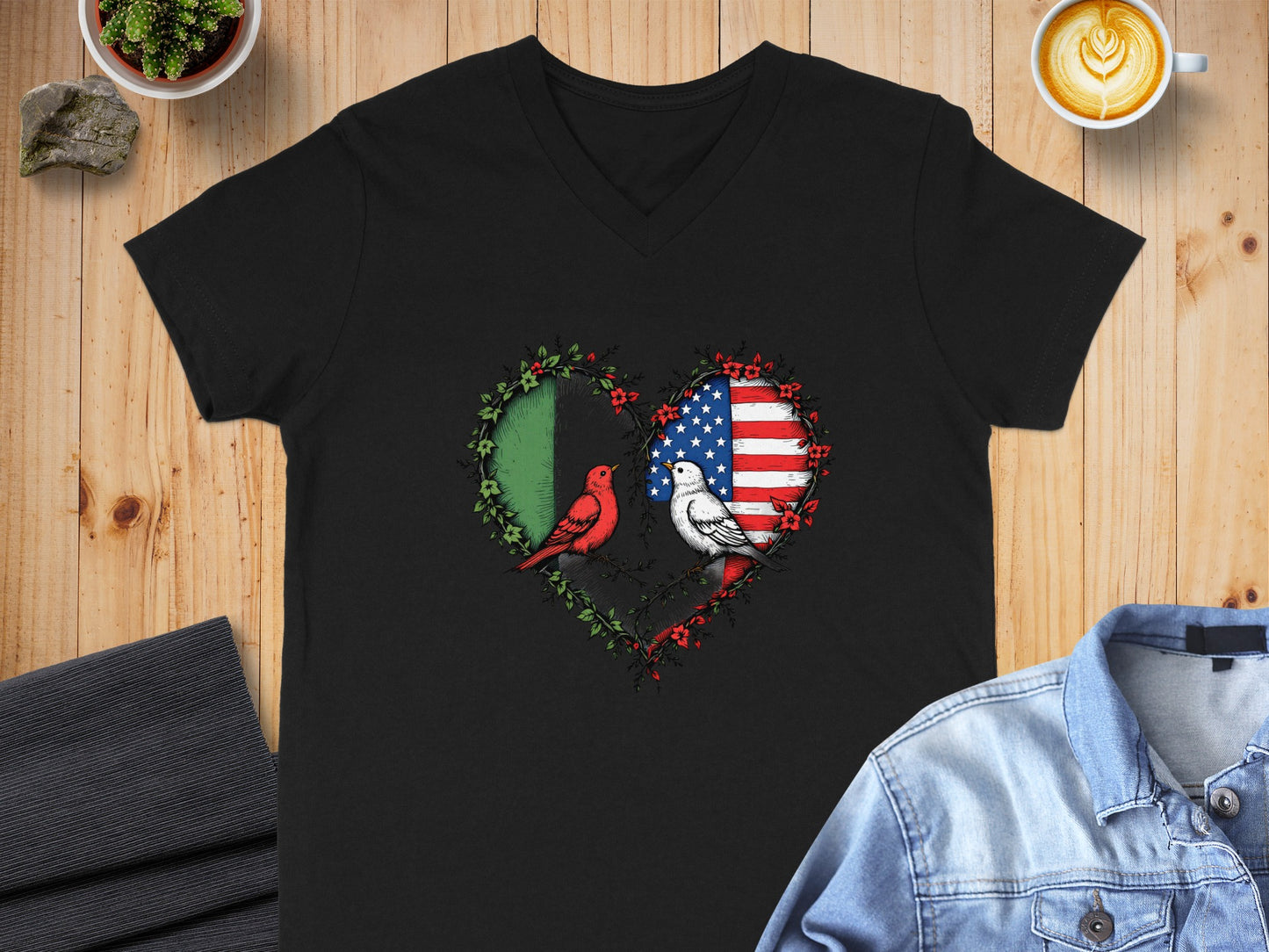 Heart Shape Flags with Cardinals Graphic T-shirt product type