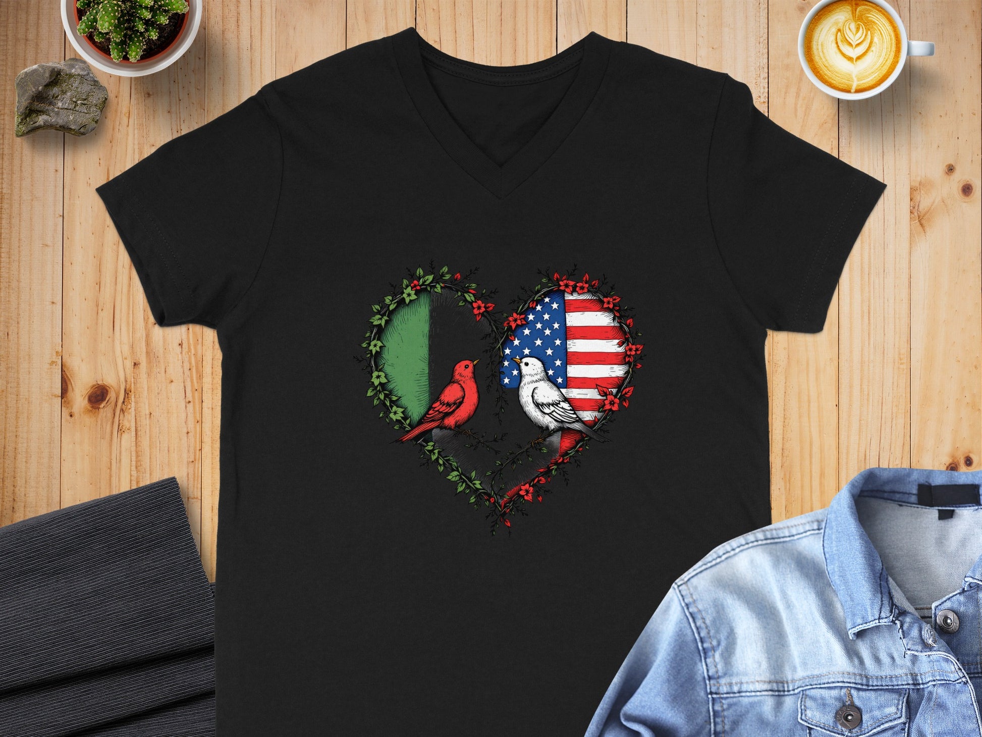 Heart Shape Flags with Cardinals Graphic T-shirt product type