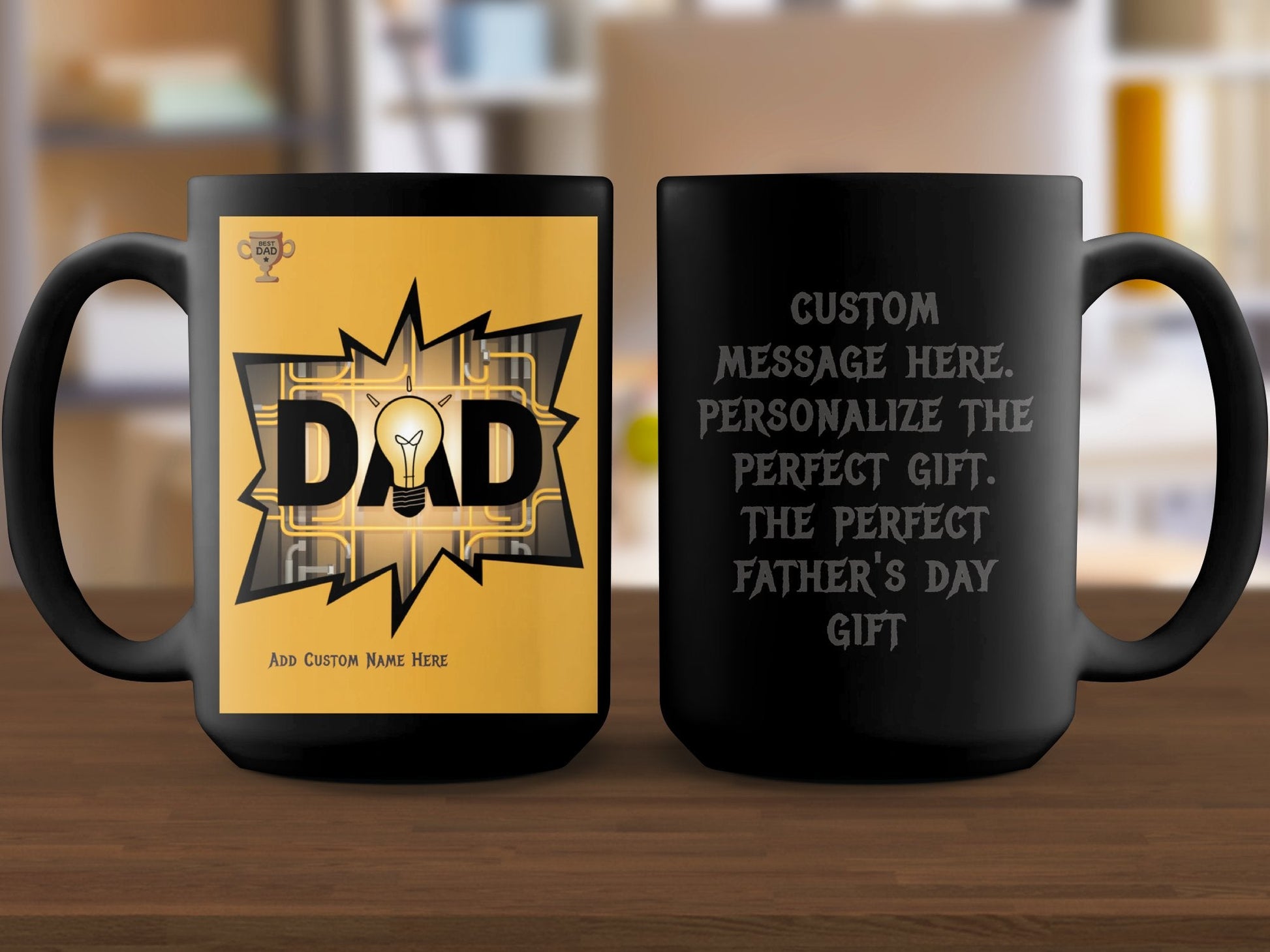 Personalized Dad Custom Message Black Mug product type