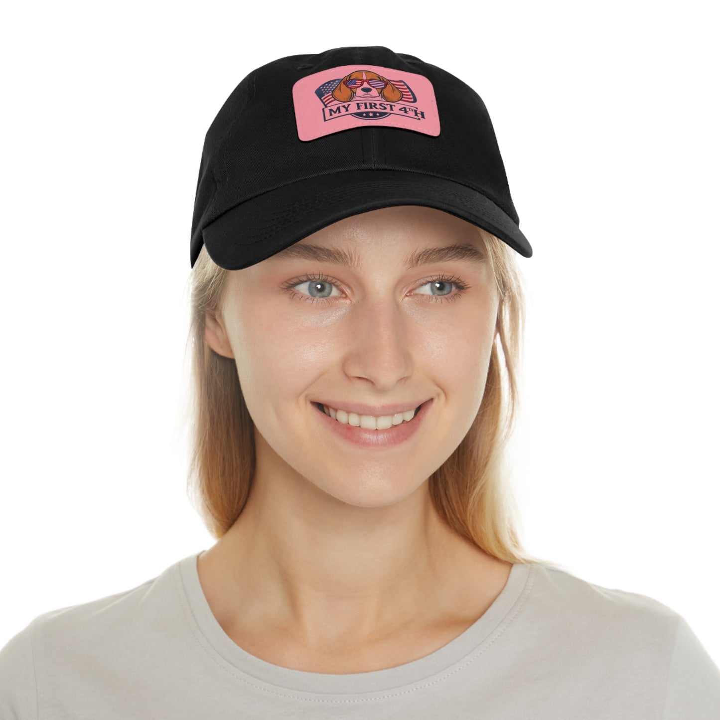 4th of July Dad Hat with Leather Patch (Rectangle)