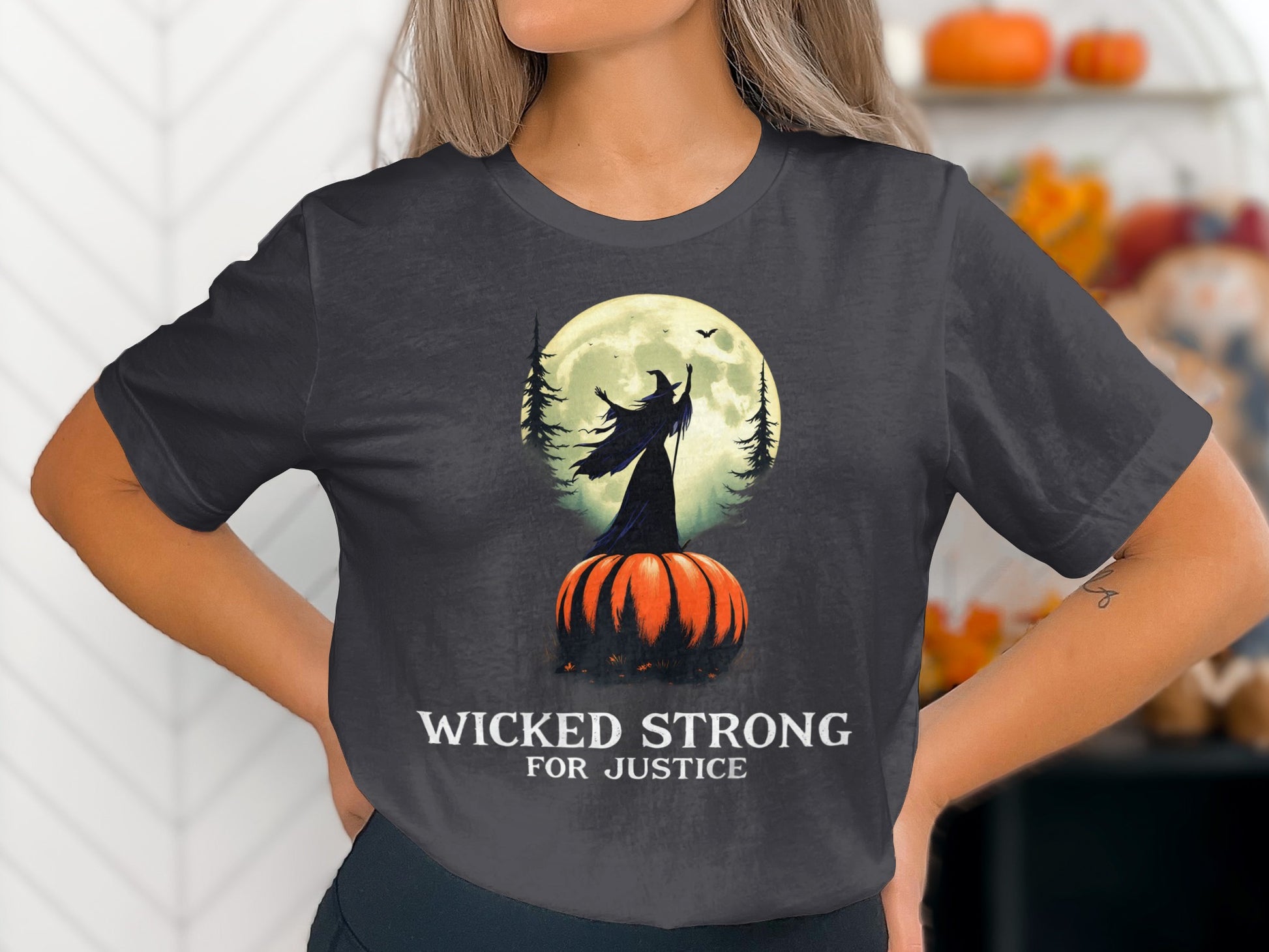Witch on Pumpkin Wicked Strong For Justice T-shirt product