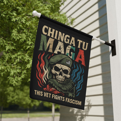 Chinga Tu MAGA This Vet Fights Fascism political flag