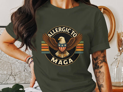 Allergic to Maga Eagle Design Graphic Tee Shirt product
