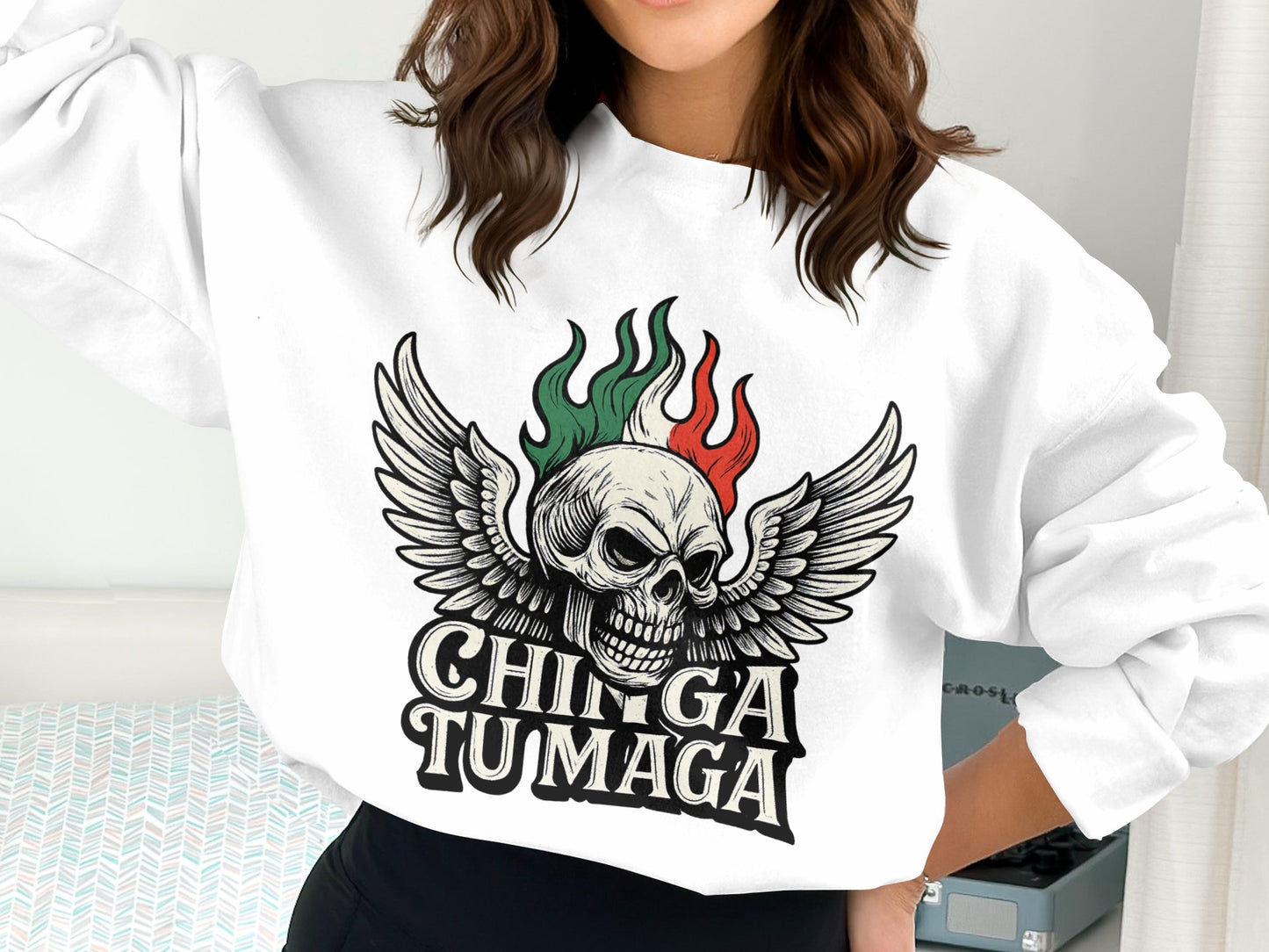 Winged Skull Chinga Tumaga Graphic Sweatshirt product type
