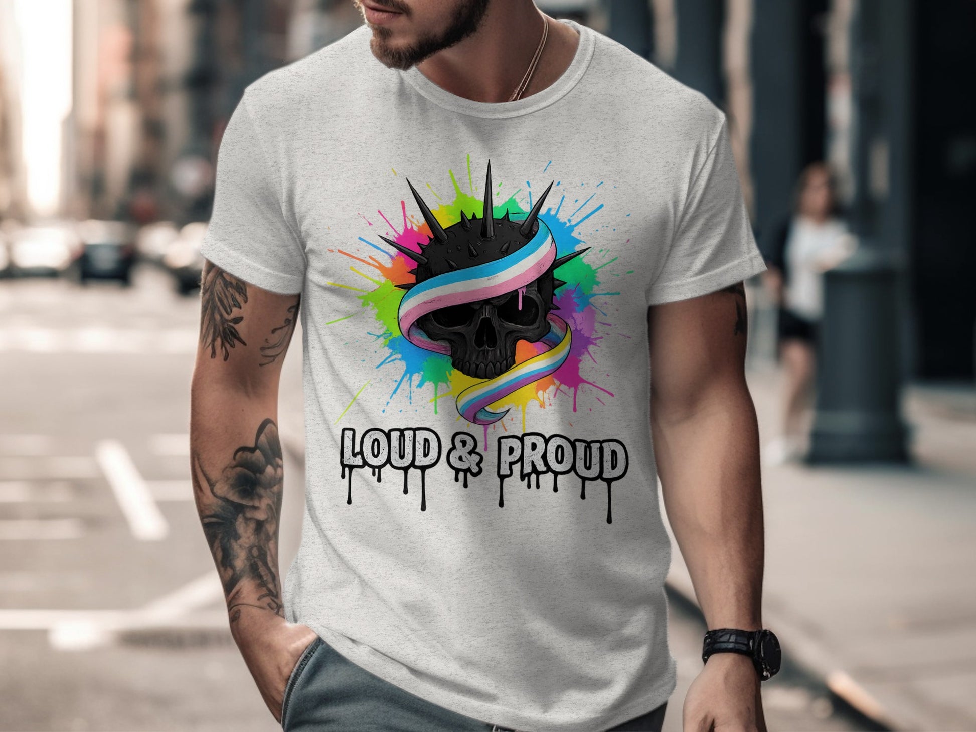 Loud and Proud Colorful Skull Graphic T-shirt