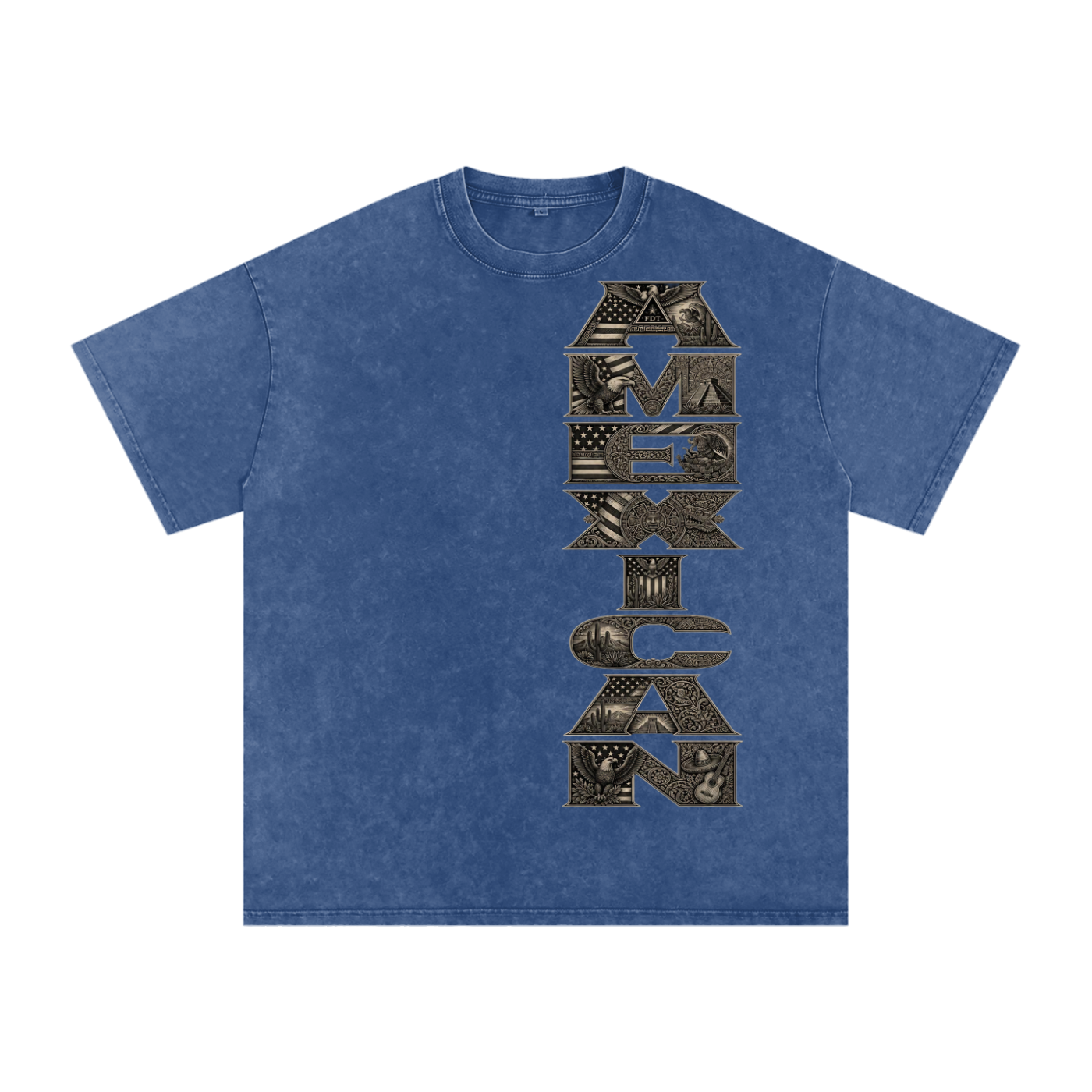 Amexican Pride Subtle FDT Design Snow Washed Oversized Cotton T-Shirt
