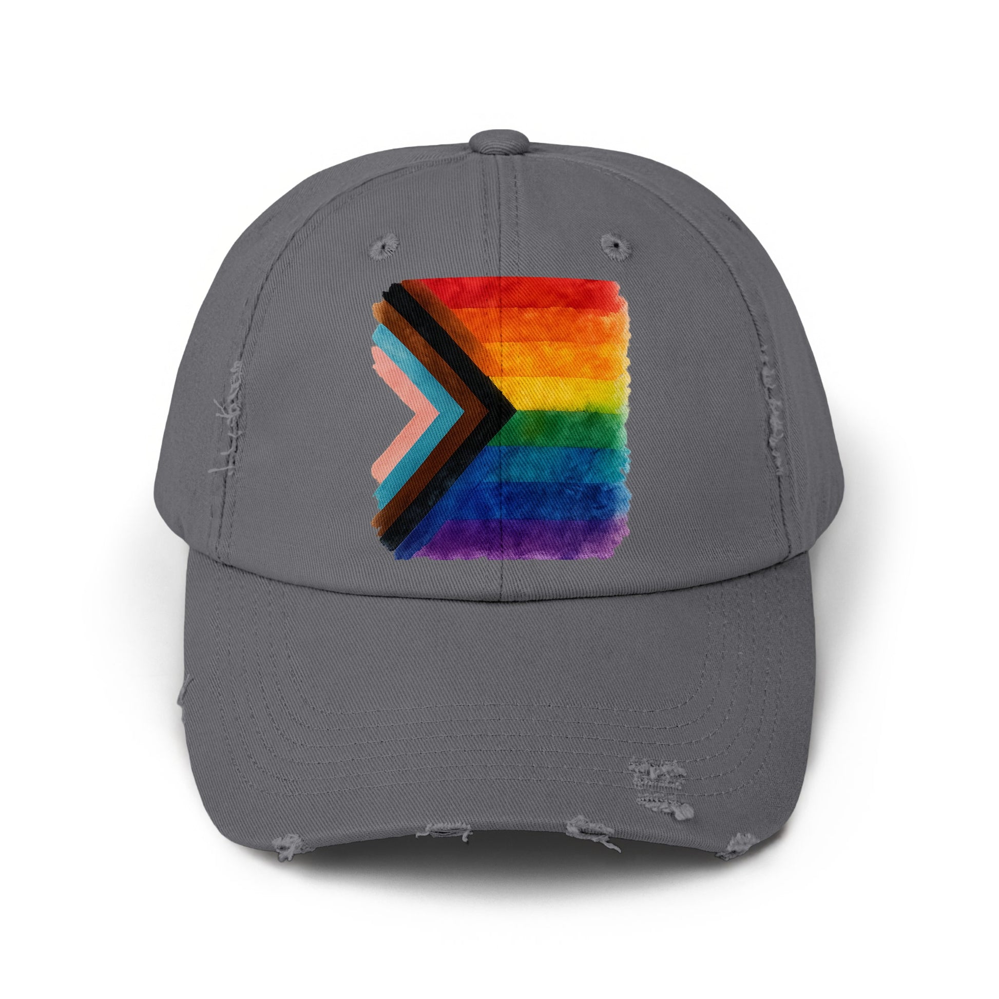 Distressed Grey Baseball Cap Rainbow Pride Flag product type