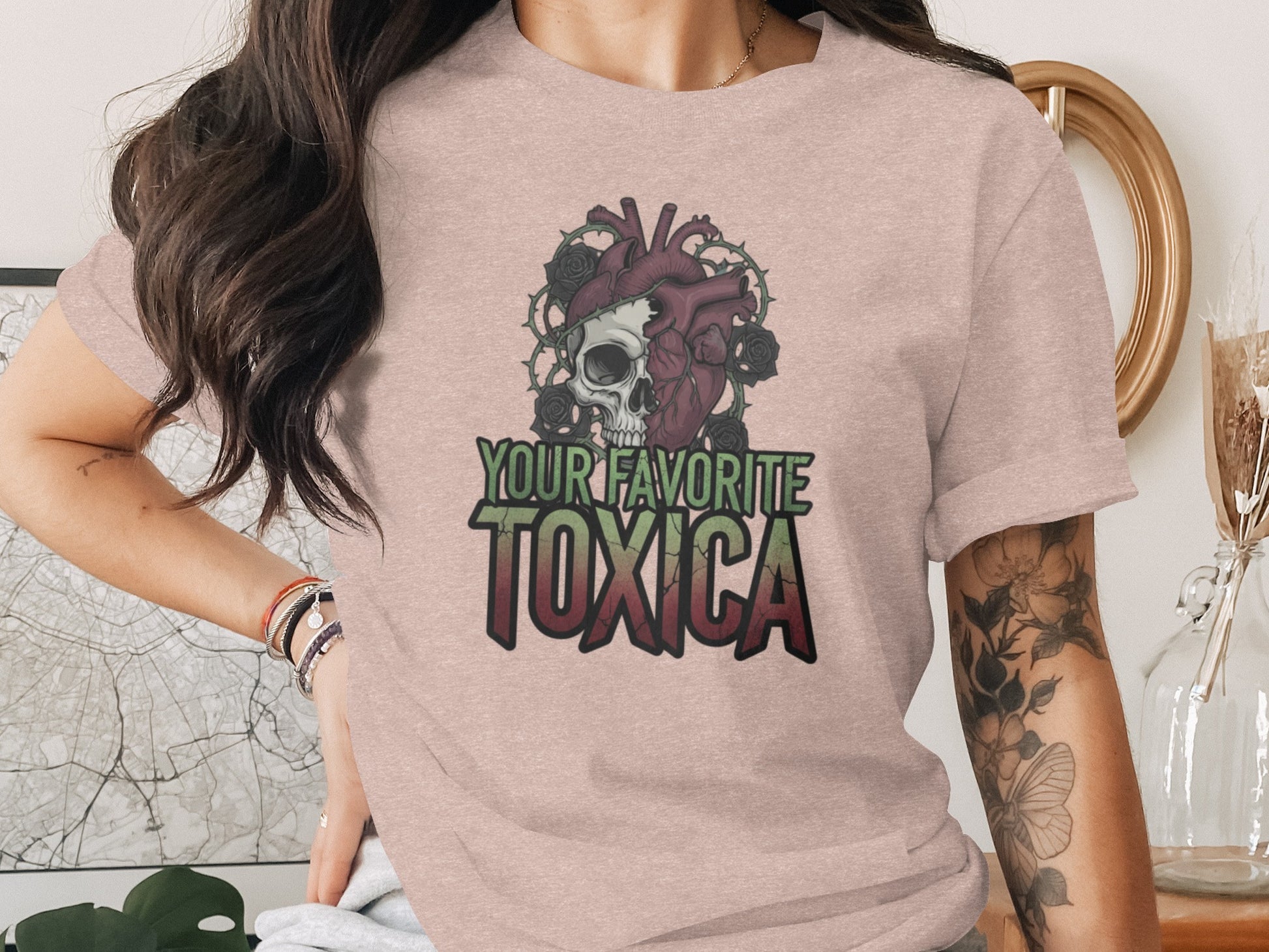 Your Favorite Toxica Skull and Heart Graphic Tee