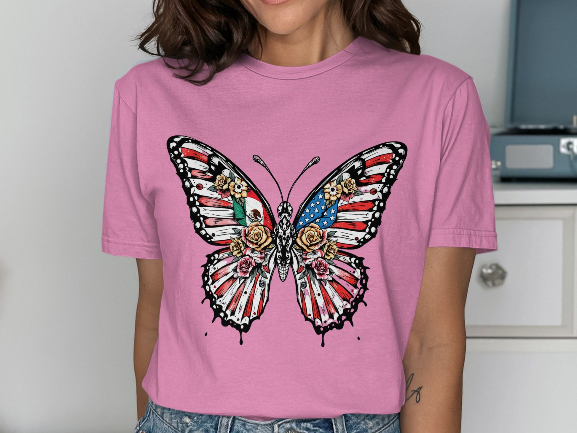 Patriotic Butterfly Floral Graphic Tee product