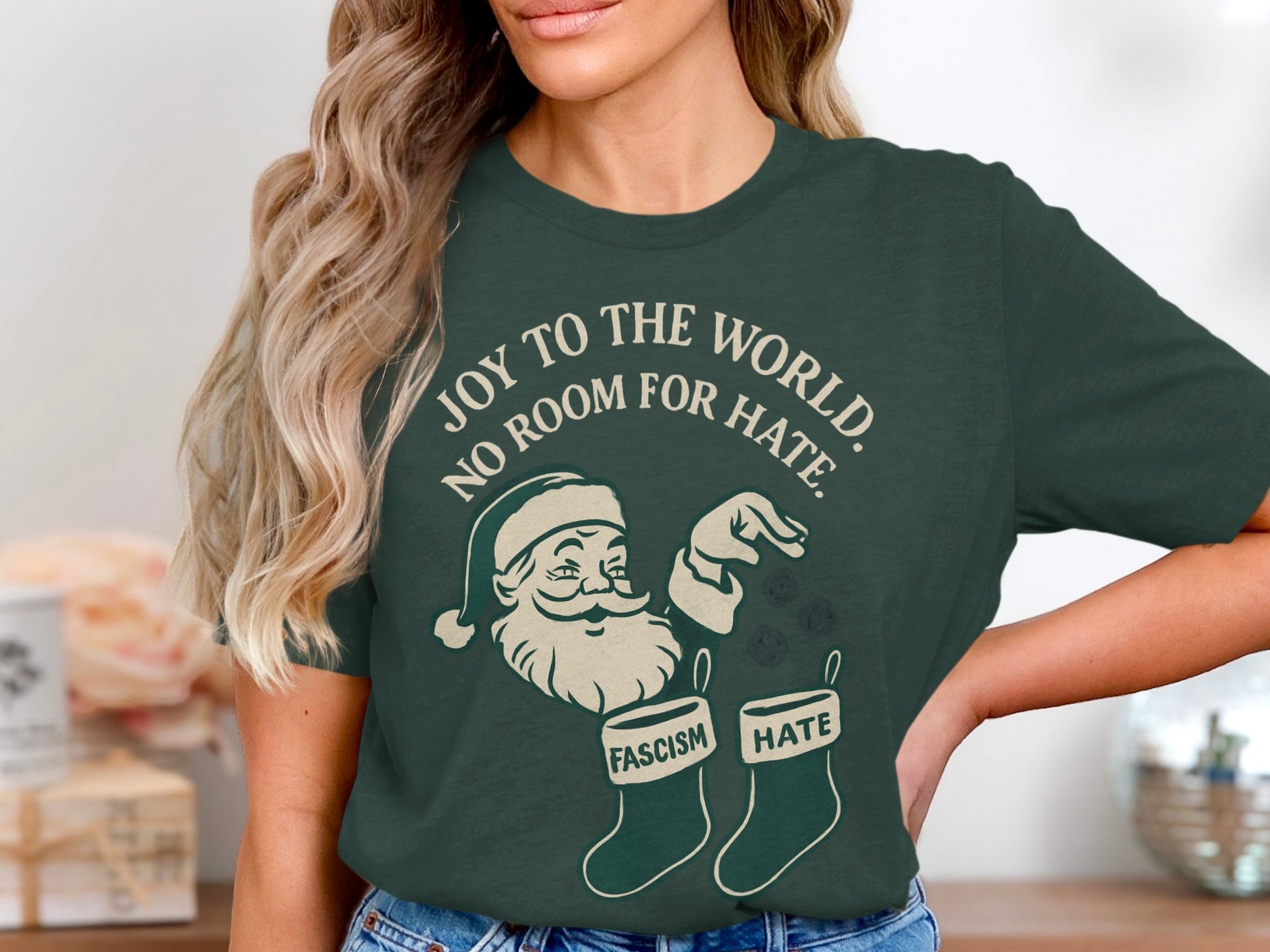 Joy to the World No Room for Hate Santa Shirt