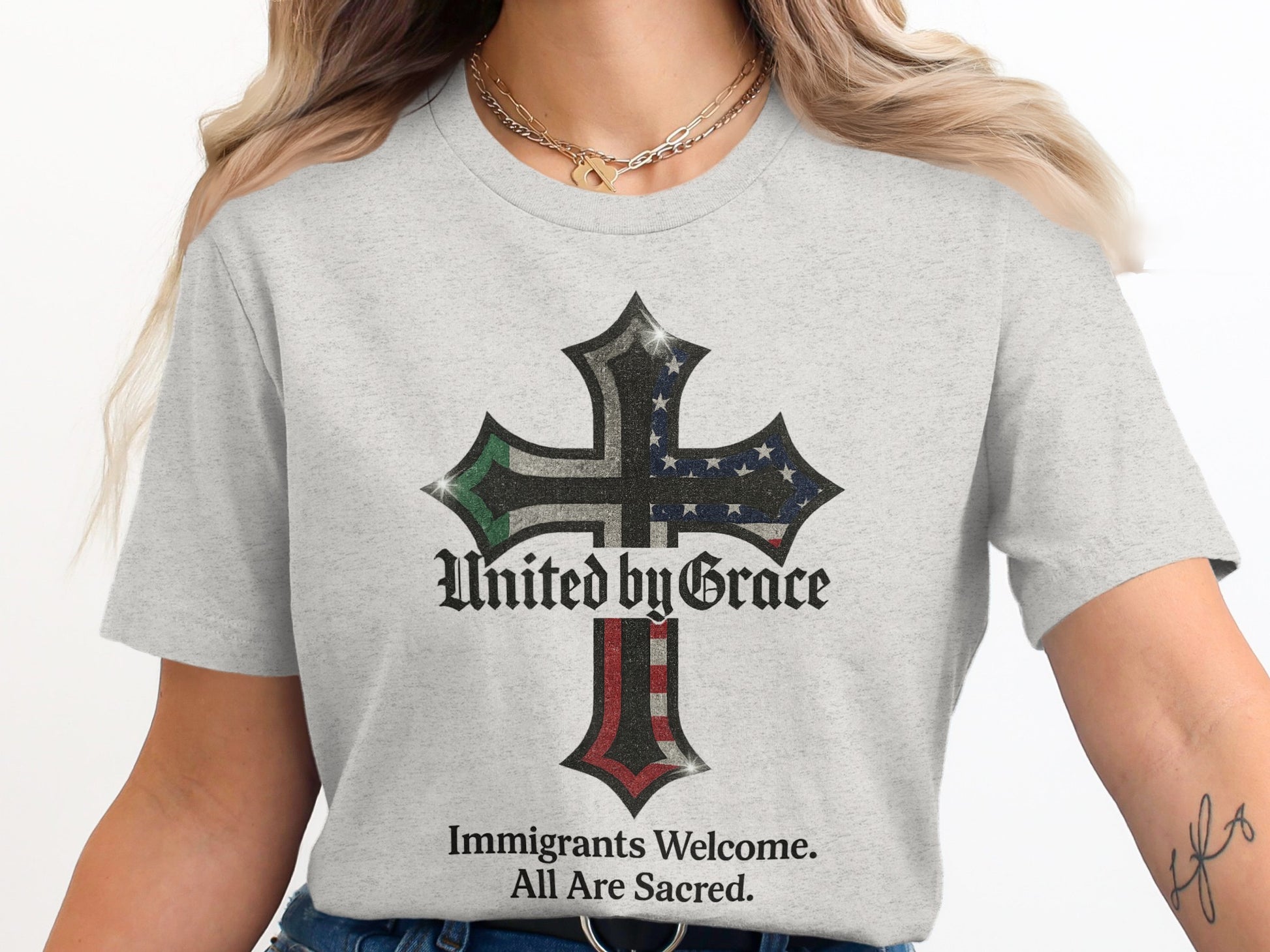 Immigrants Welcome All Are Sacred United by Grace product type