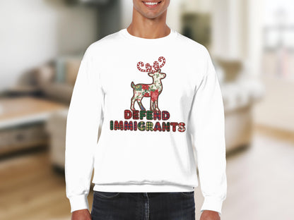 Defend Immigrants Reindeer Graphic Sweatshirt Product