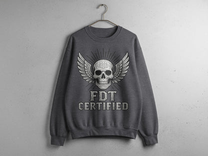 FDT Certified Skull with Wings Graphic Printed Sweatshirt