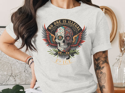 No One is Illegal Skull and Wings Graphic product type