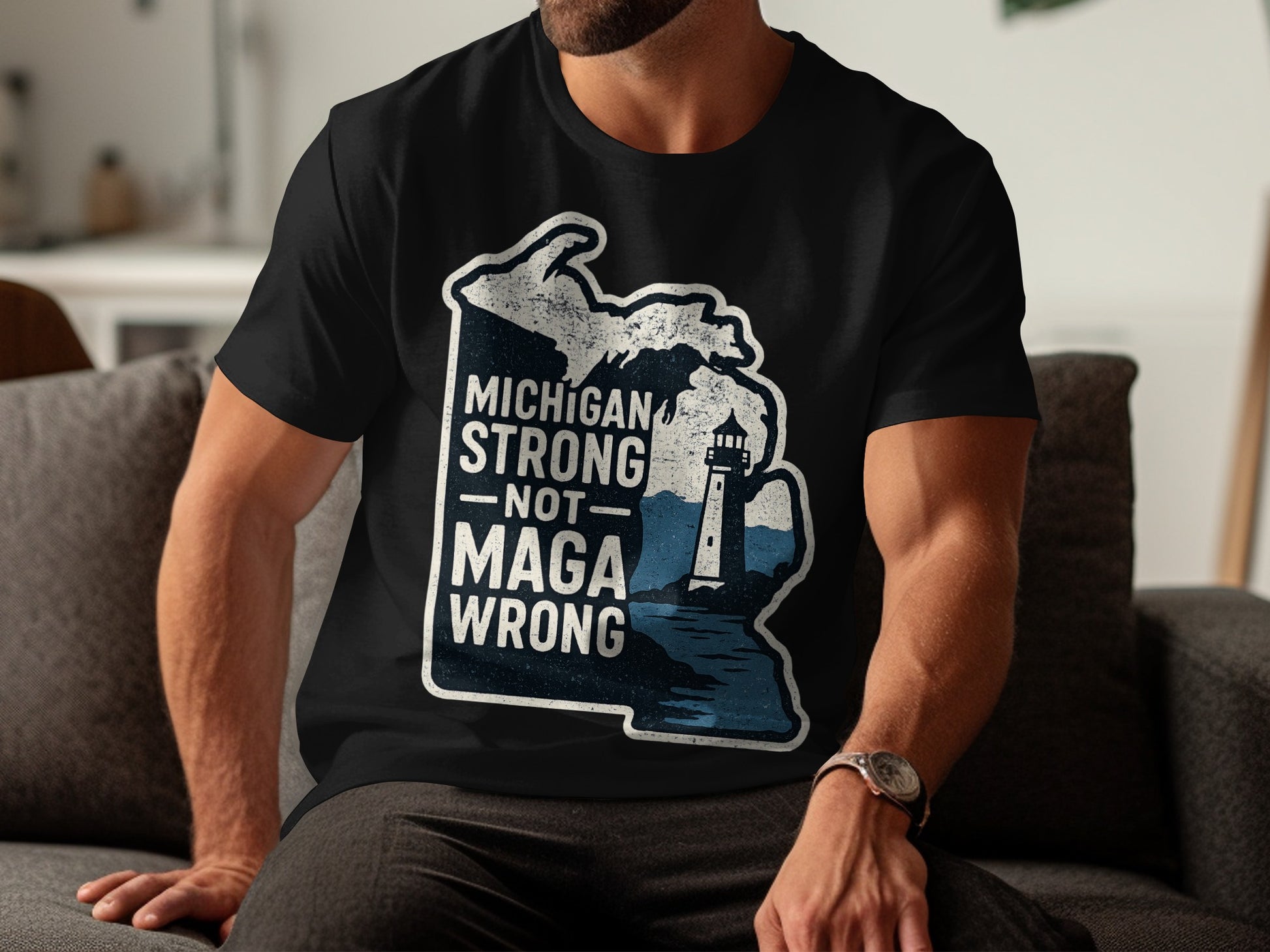 Michigan Strong Not Maga Wrong Graphic T-Shirt product type