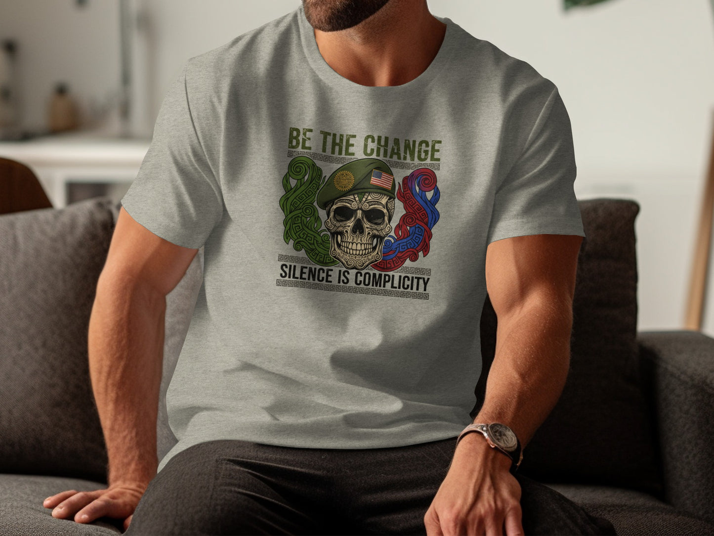 Be the Change Silence is Complicity skull T-shirt