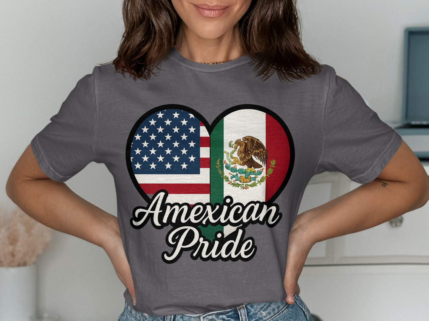 American and Mexican Flag Heart Design Shirt product type
