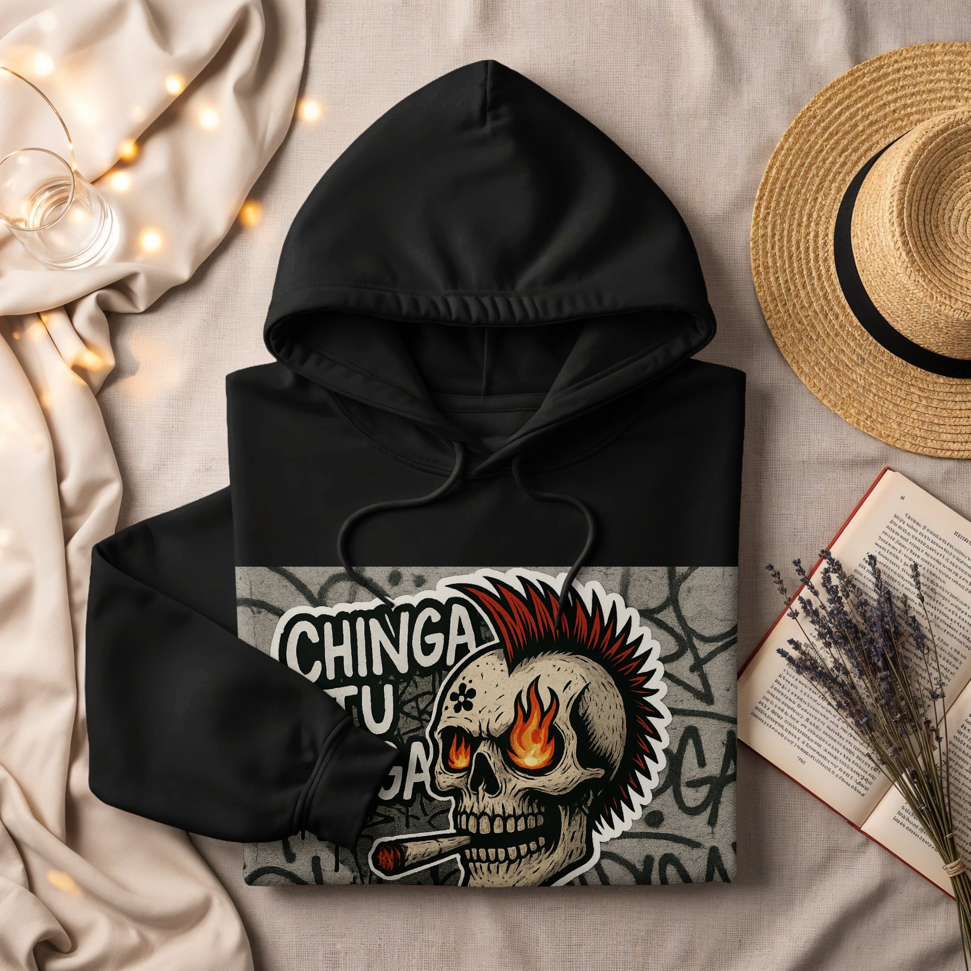 Chinga Tu Motorhead Graphic Skull Hoodie product