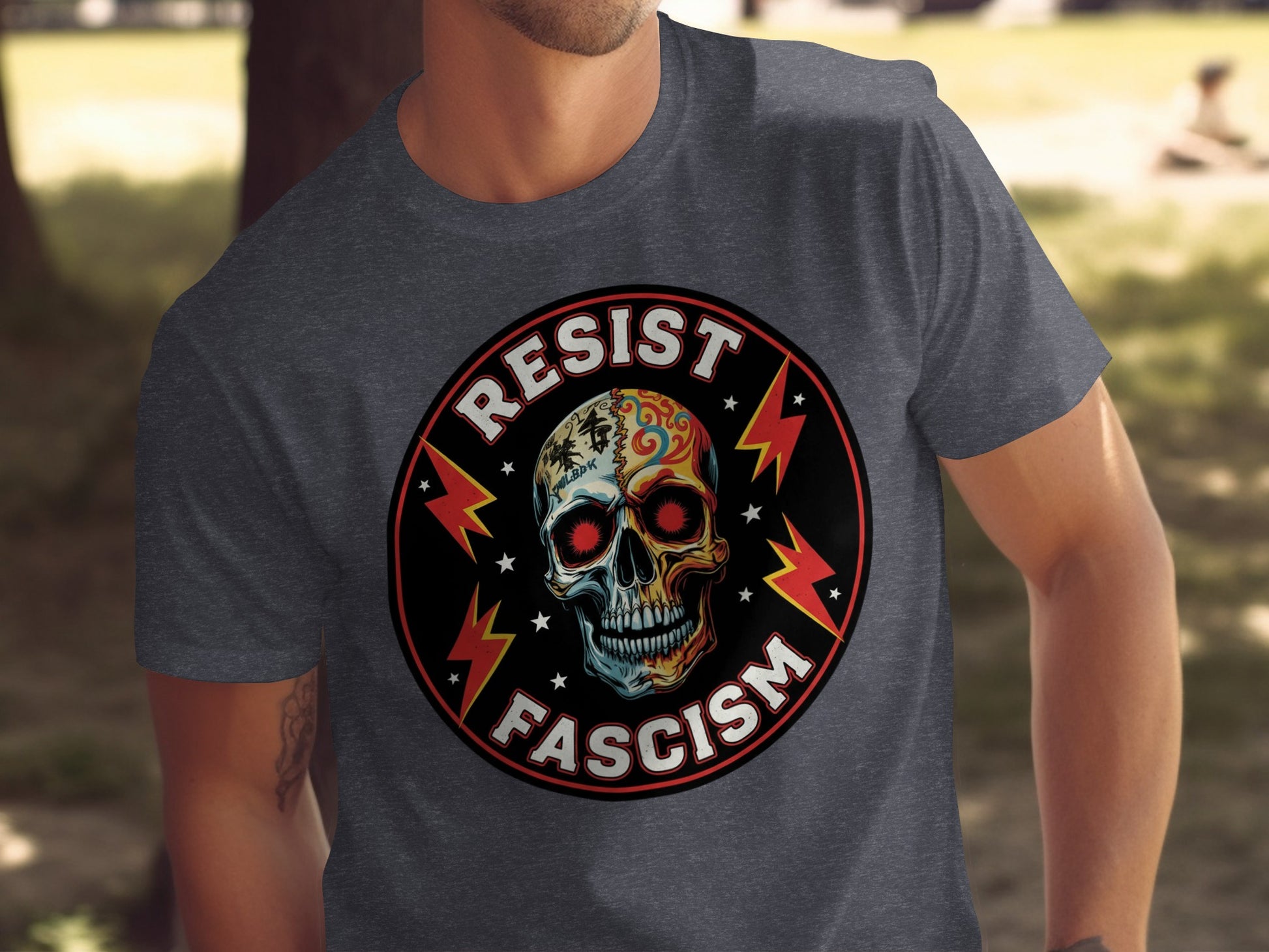 Resist Fascism Graphic Skull Unisex T-Shirt product