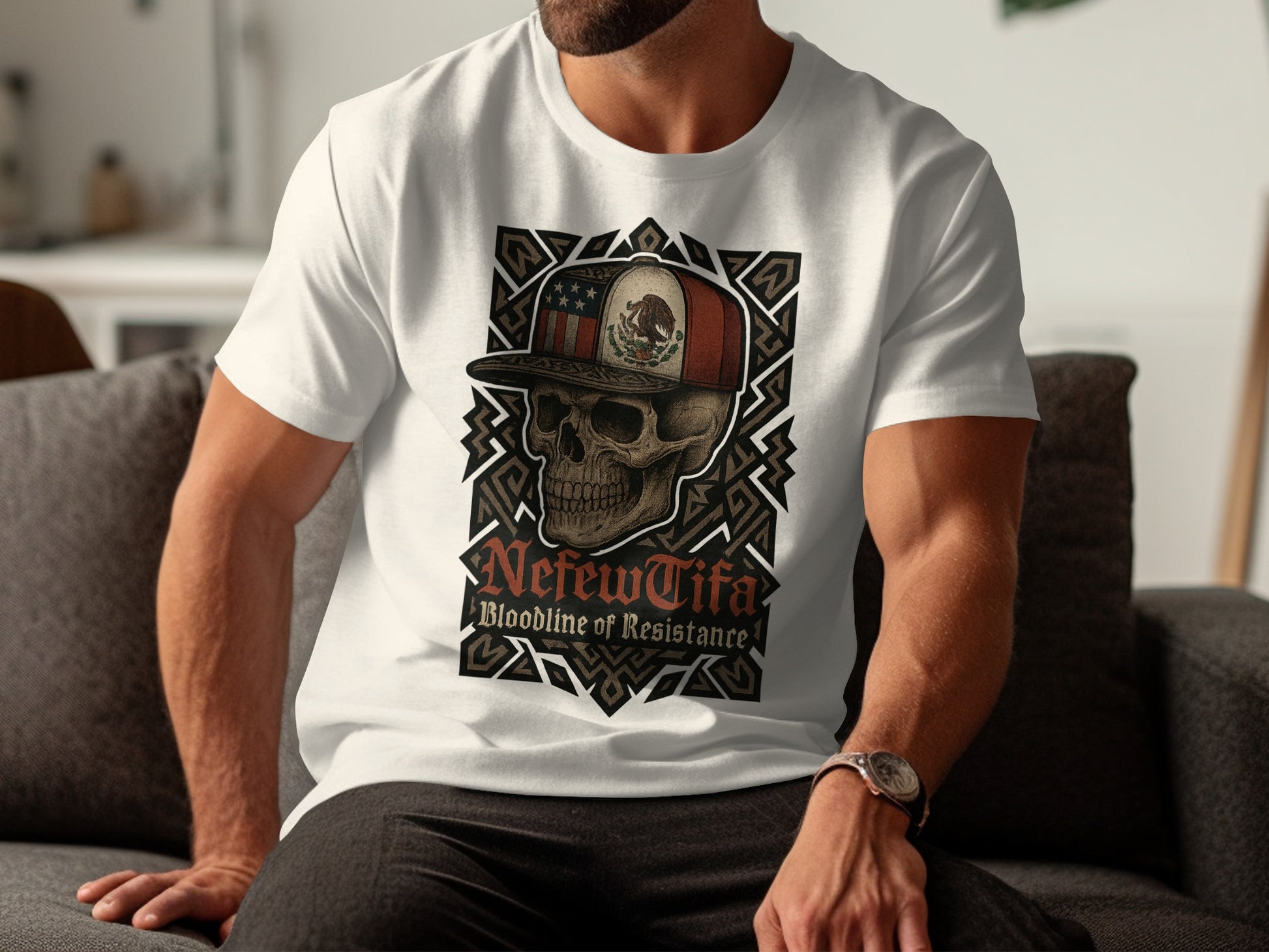 NeffewCifa Skull Graphic White T-Shirt Stylish Design
