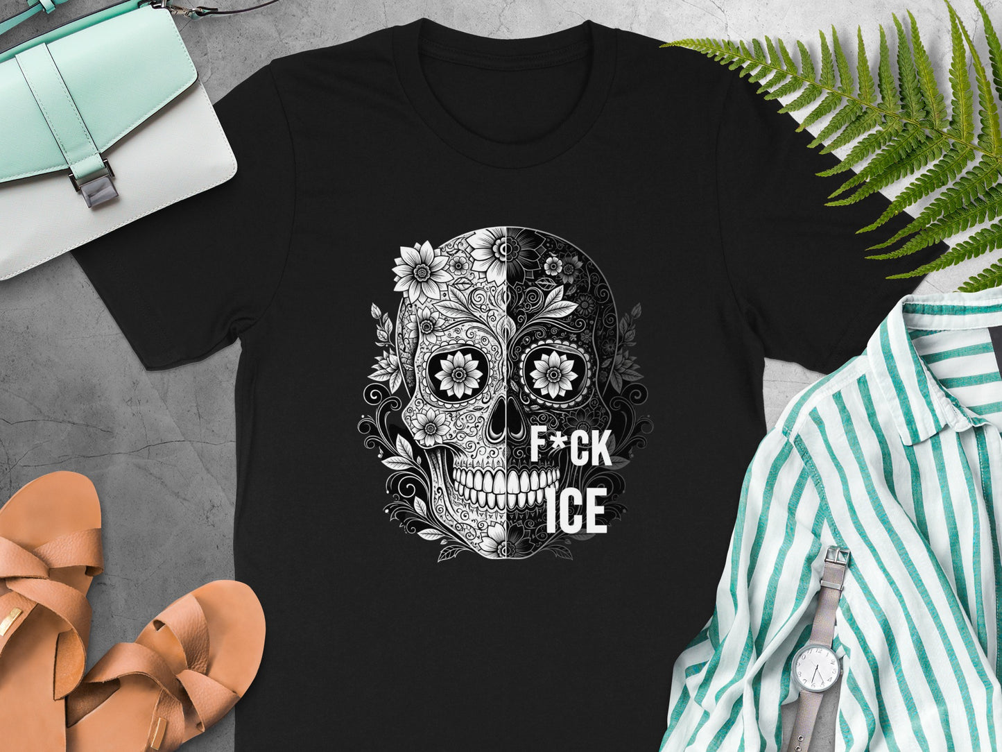 Floral Skull Graphic Design Men's T-shirt product