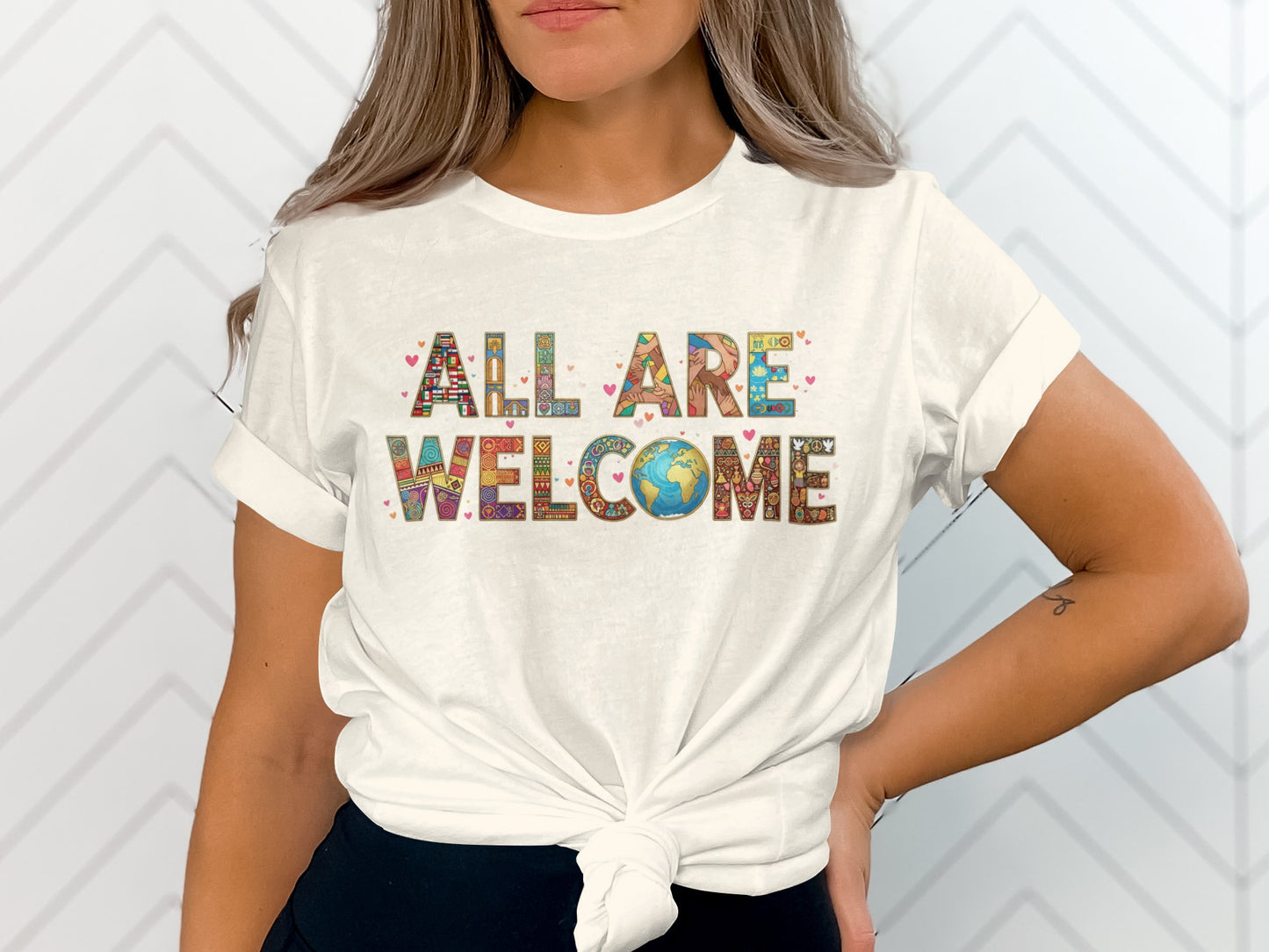 All Are Welcome Graphic Print T-shirt