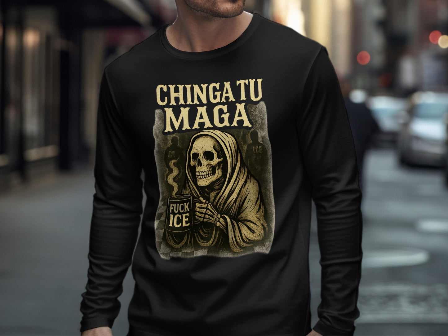 Chingatu Maga Skeleton Graphic Long Sleeve Shirt