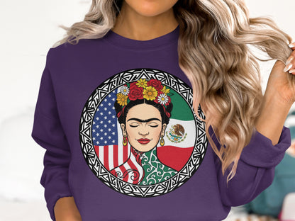 Frida Kahlo Sweatshirt Colorful Graphic Design