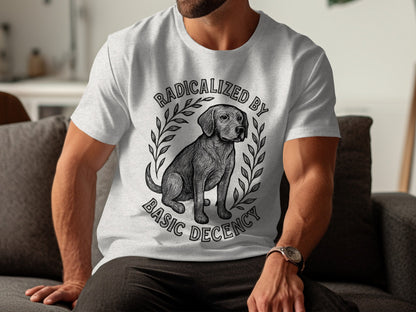Radicalized by Basic Decency Dog Graphic T-shirt product type