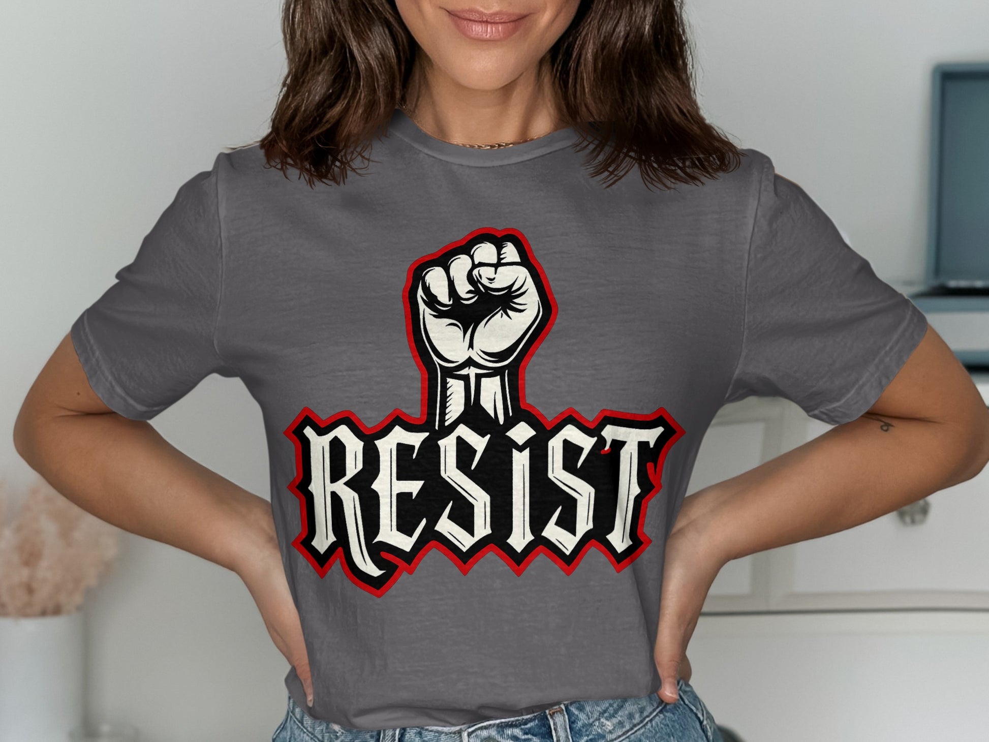 Resist Graphic Shirt with Empowering Message product type