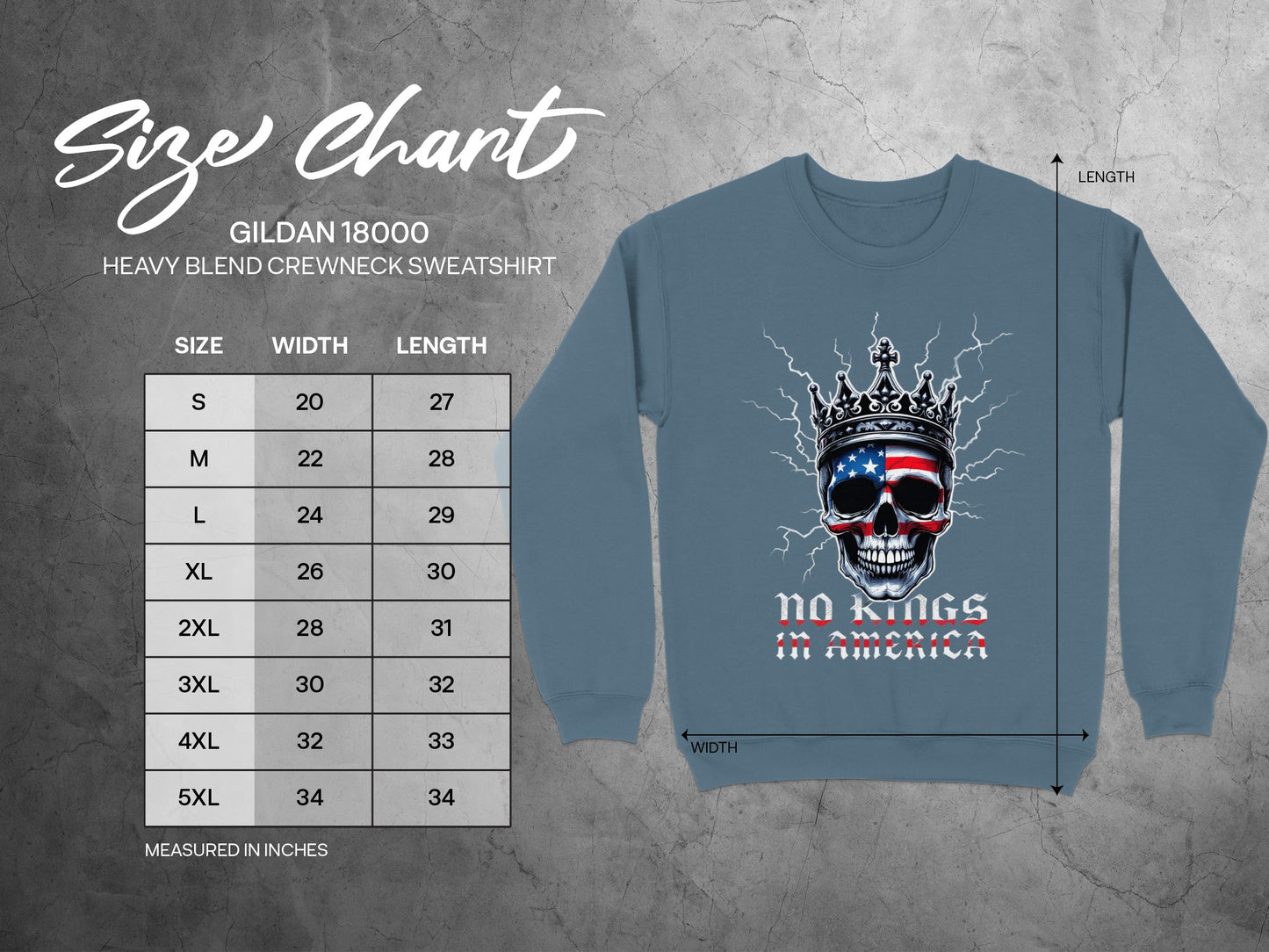 No Kings In America Skull Design Sweatshirt
