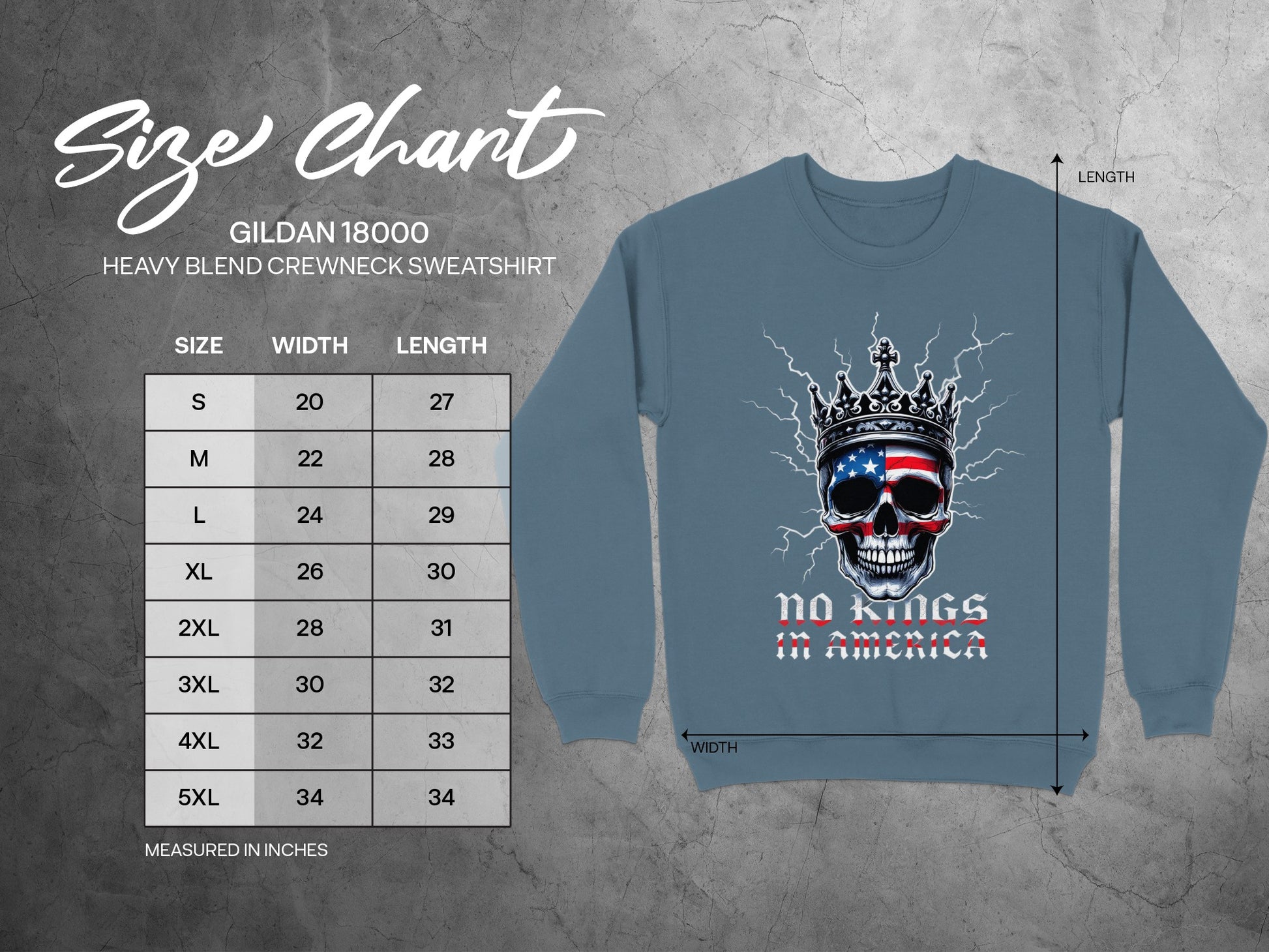 No Kings In America Skull Design Sweatshirt