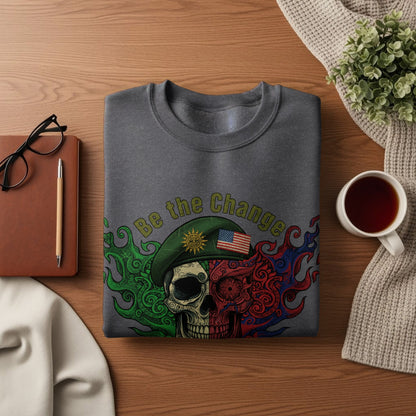Be the Change Skull Design Graphic Sweatshirt