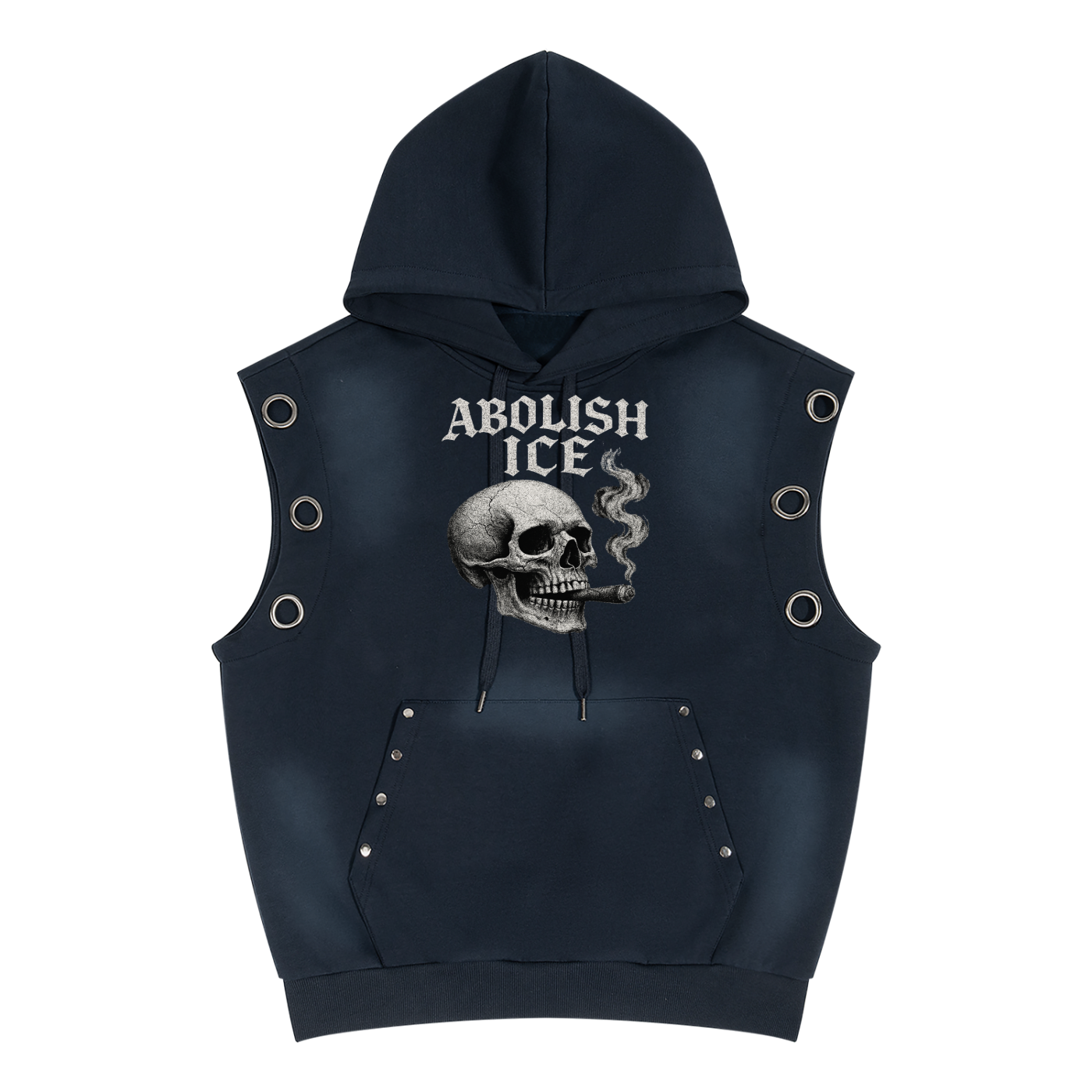 Unisex Vintage Wash Sun Fade Sleeveless Hoodie