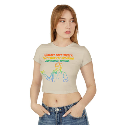 Pride Crop Top Women's Baby Tee - I Support Free Speech Graphic Top