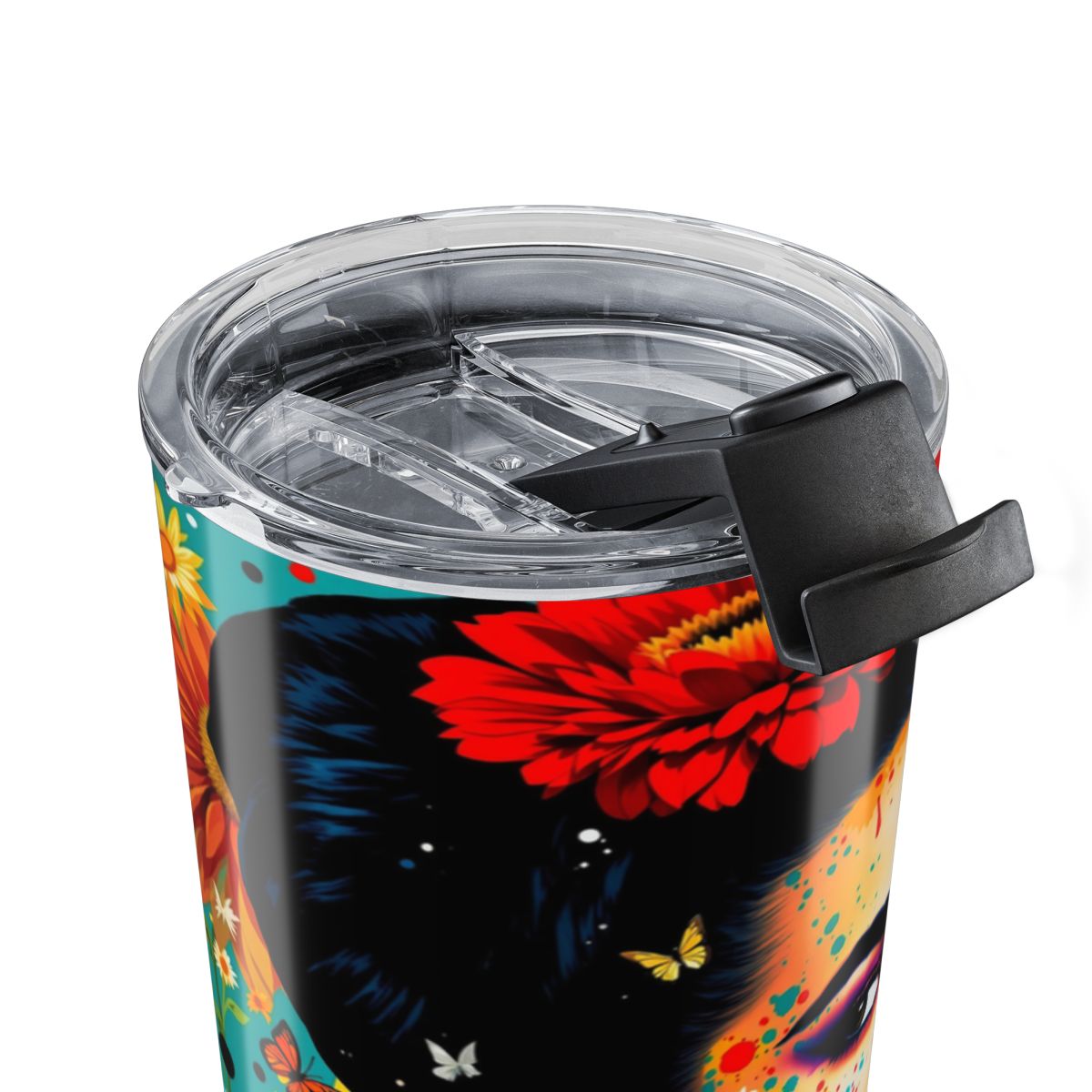 Vibrant Floral and Butterfly Design Tumbler