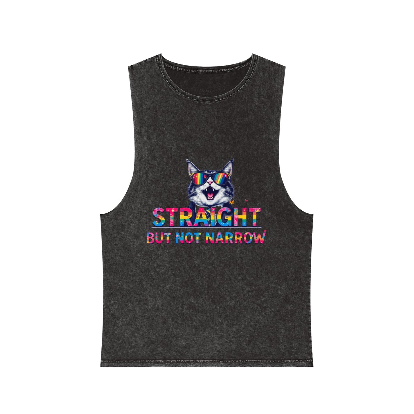 Pride Graphic Unisex Stonewash Tank Top - 'Straight But Not Narrow'