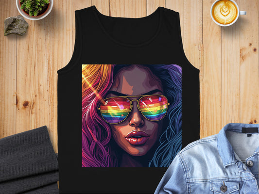 Vibrant Rainbow Sunglasses Woman Art Tank Top product