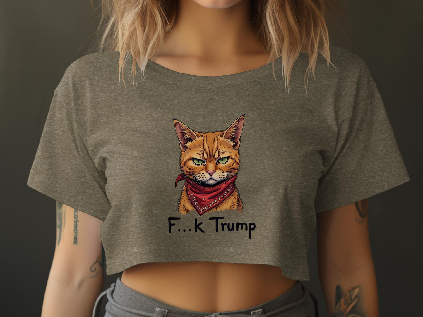 Cat with Bandana Graphic F...k Trump Shirt product type